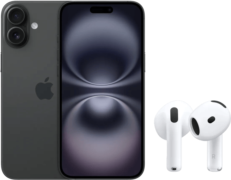 Apple iPhone 16 128GB Zwart + AirPods 4 Active Noise Cancellation