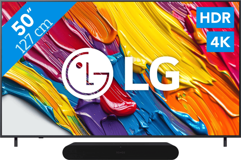 LG 50″ QNED82 4K (2025) + Sonos Ray Zwart