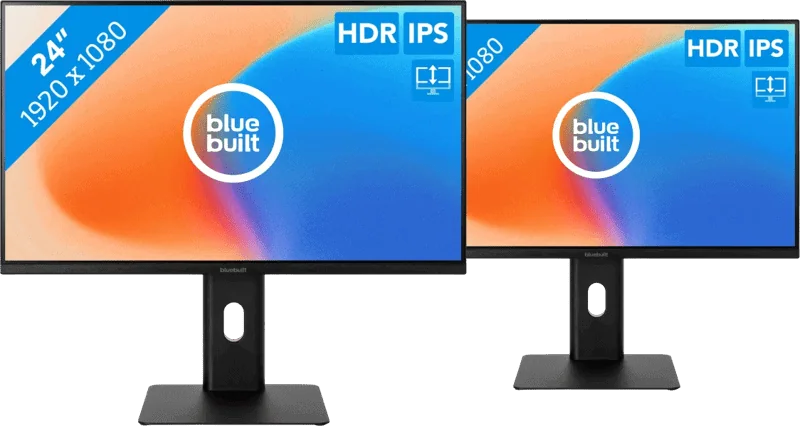 BlueBuilt 24 inch Full HD Monitor Duo Pack