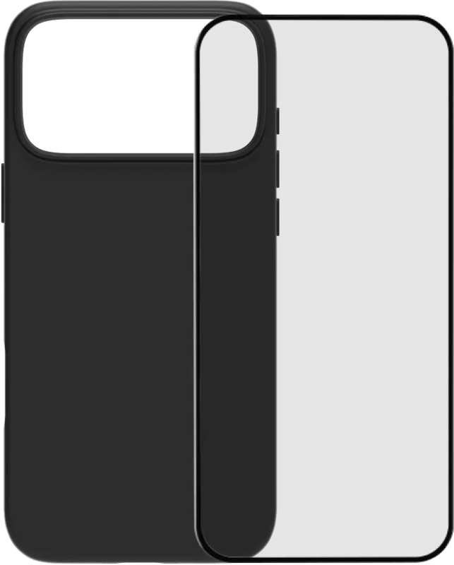BlueBuilt Protective Back Cover met MagSafe iPhone 17 Pro Max Zwart + BlueBuilt iPhone 17 Pro Max Screenprotector Glas