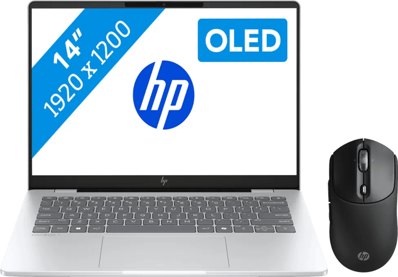 HP OmniBook 7 OLED Copilot+ PC 14-fr0970nb Azerty + HP 700 Oplaadbare Draadloze Muis