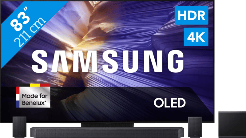 Samsung 83″ OLED S90F (2025) + Samsung HW-Q990F Zwart