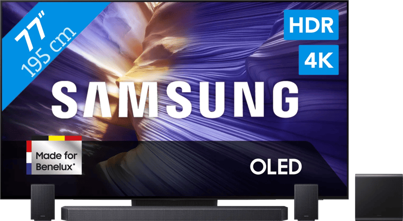 Samsung 77″ OLED S90F (2025) + Samsung HW-Q930F Zwart