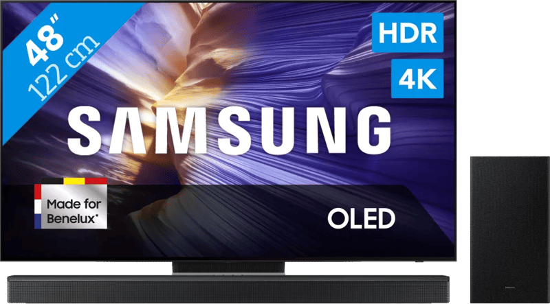 Samsung 48″ OLED S90F (2025) + Samsung HW-B750F Zwart