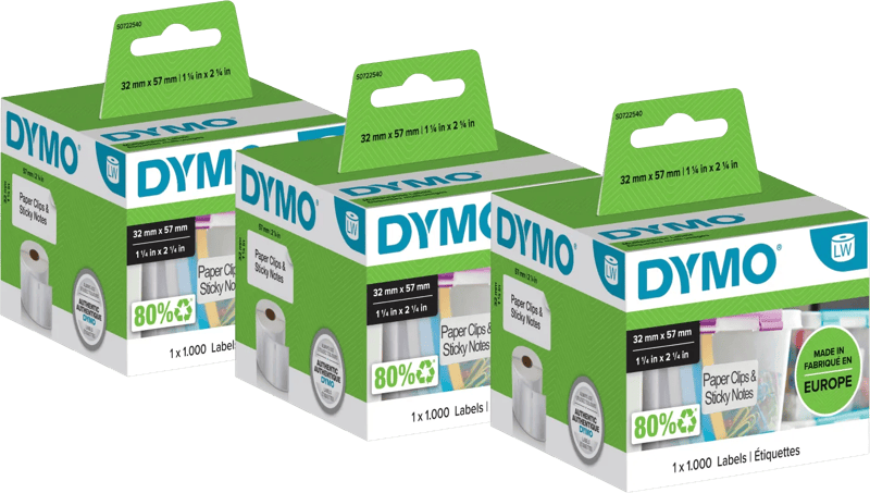 DYMO Verwijderbaar Etiket 32x57mm 1000 stuks 3-pack