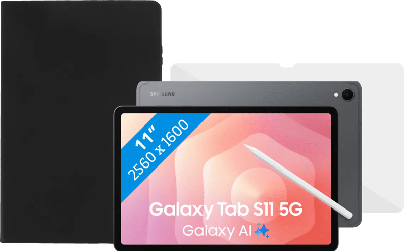 Samsung Galaxy Tab S11 11 inch 256GB Wifi en 5G Grijs + Book Case Zwart