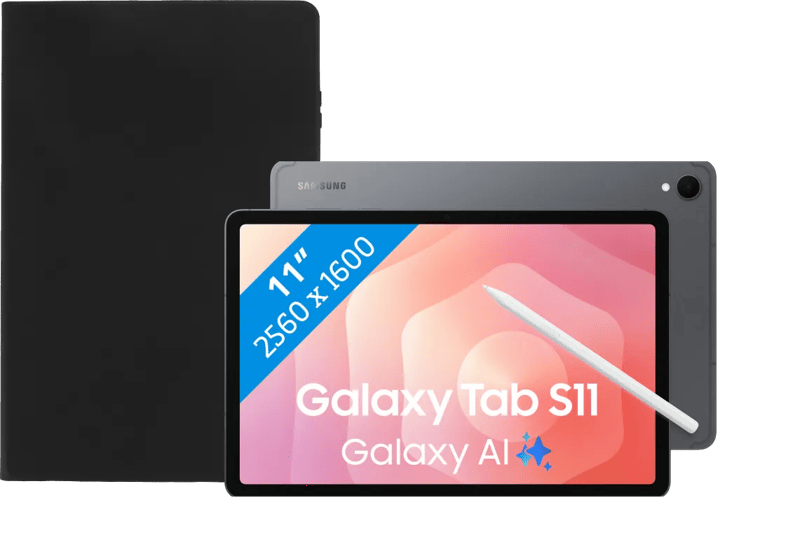Samsung Galaxy Tab S11 11 inch 512GB Wifi en 5G Grijs + Book Case Zwart