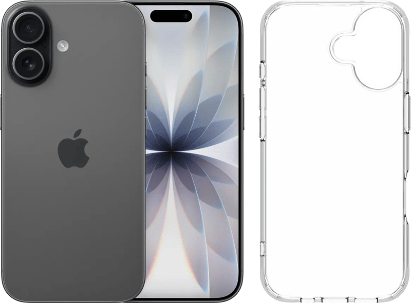 Apple iPhone 17 256GB Zwart + BlueBuilt Protective Back Cover Transparant