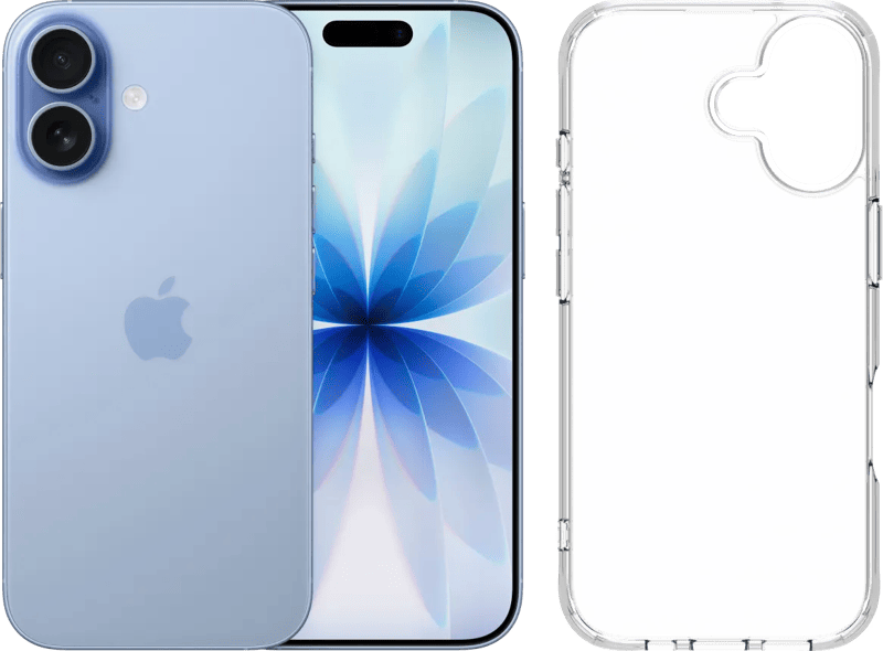 Apple iPhone 17 512GB Blauw + BlueBuilt Protective Back Cover Transparant