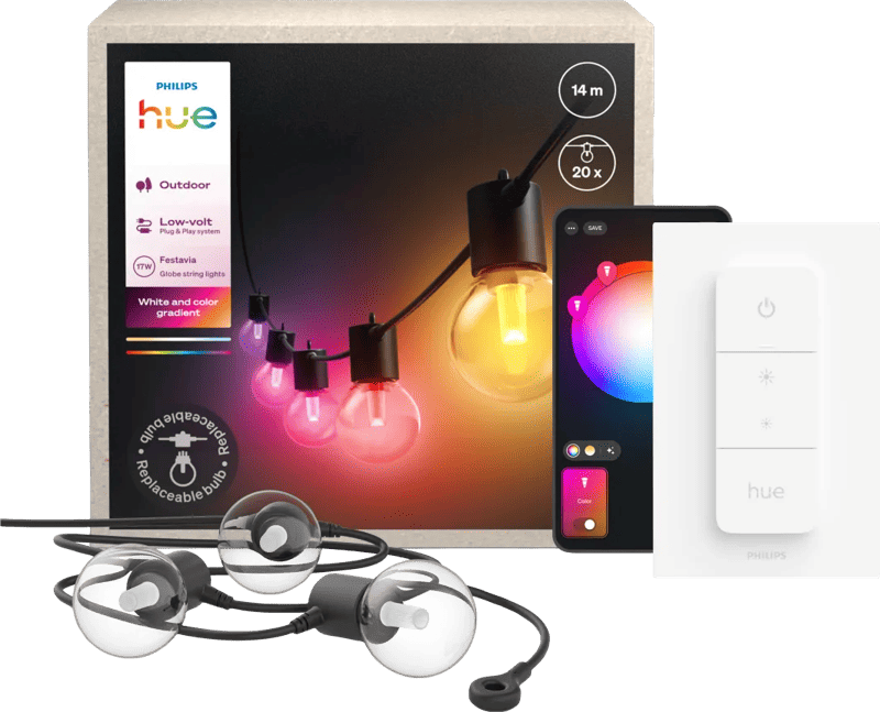 Philips Hue Festavia Globe Lichtsnoer – 14 meter + Dimmer