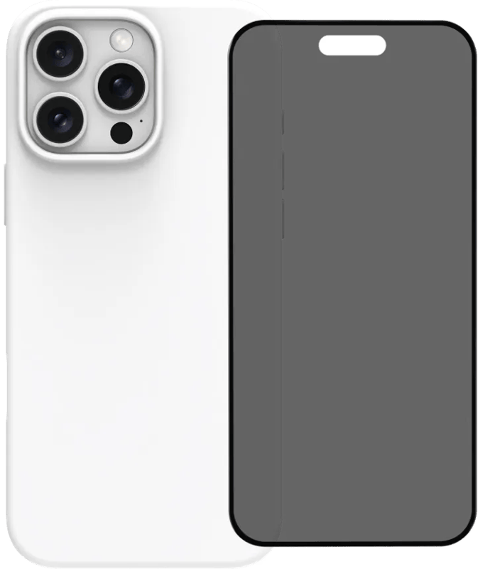 BlueBuilt Back Cover iPhone 16 Pro Max Wit + Privacy Filter Screenprotector Glas