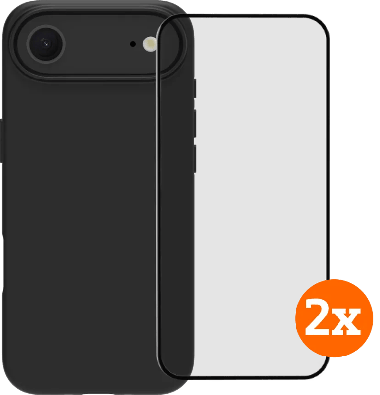 BlueBuilt Protective Back Cover MagSafe iPhone Air Zwart + Screenprotector Glas Duo Pack