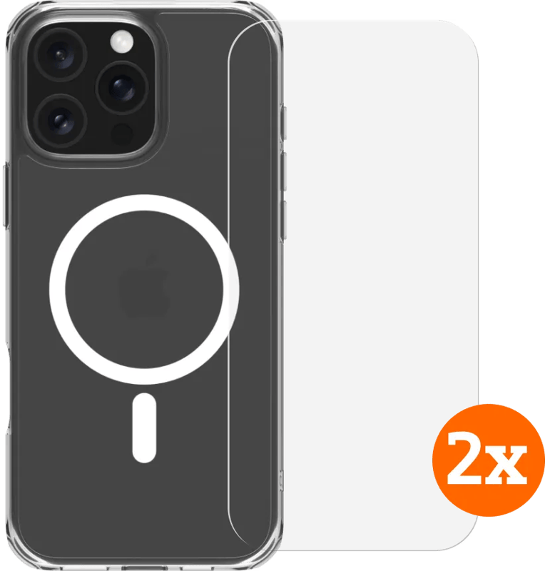 BlueBuilt Protective Back Cover met MagSafe iPhone 16 Pro Max + Screenprotector Duo Pack