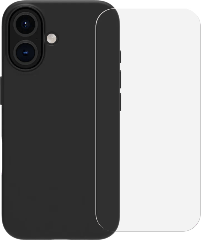BlueBuilt Back Cover iPhone 16 Zwart + Screenprotector Glas