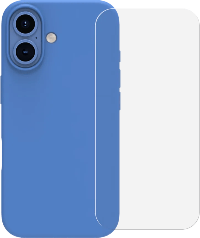 BlueBuilt Back Cover iPhone 16 Blauw + Screenprotector Glas