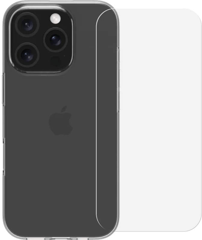 BlueBuilt Back Cover iPhone 16 Pro Transparant + Screenprotector Glas