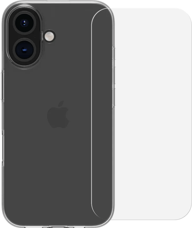 BlueBuilt Back Cover iPhone 16 Transparant + Screenprotector Glas