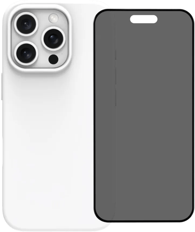 BlueBuilt Back Cover iPhone 16 Pro Wit + Privacy Filter Screenprotector Glas