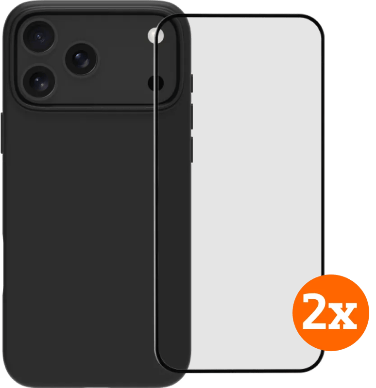 BlueBuilt Back Cover iPhone 17 Pro Max Zwart + Screenprotector Duo Pack