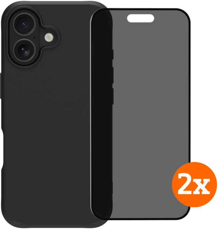 BlueBuilt Protective Back Cover iPhone 17 Zwart + Privacy Filter Screenprotector Duo Pack