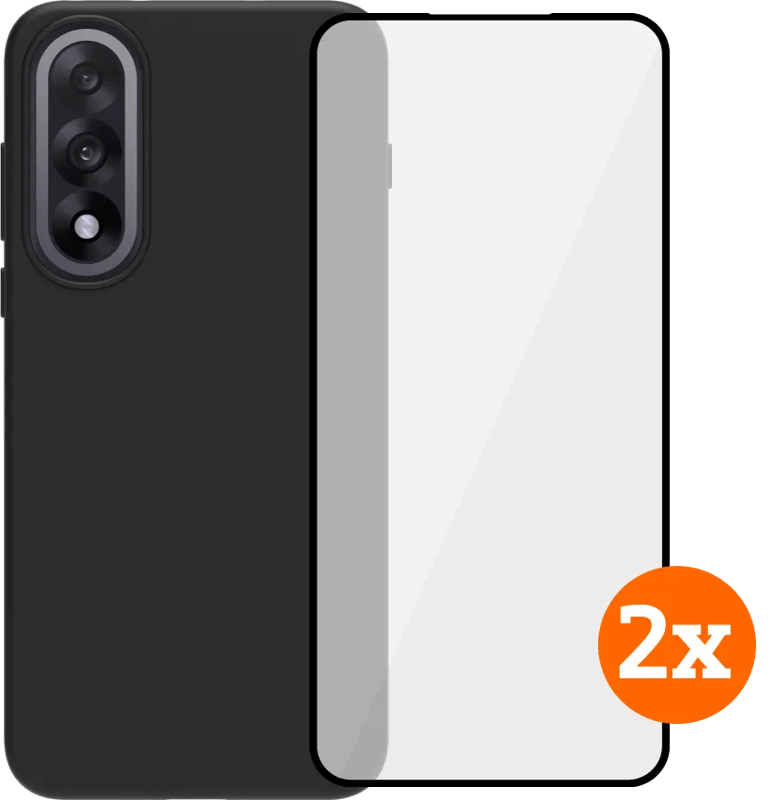 BlueBuilt OnePlus Nord 5 Back Cover Zwart + Screenprotector Glas Duo Pack