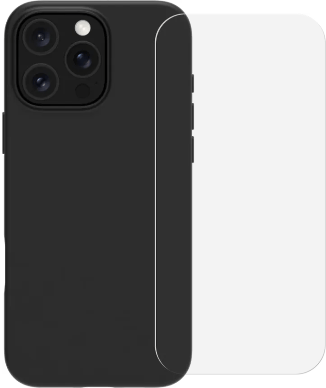 BlueBuilt Back Cover iPhone 16 Pro Max Zwart + Screenprotector Glas