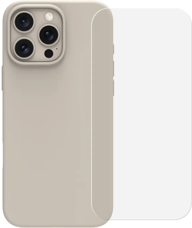 BlueBuilt Back Cover iPhone 16 Pro Max Beige + Screenprotector Glas
