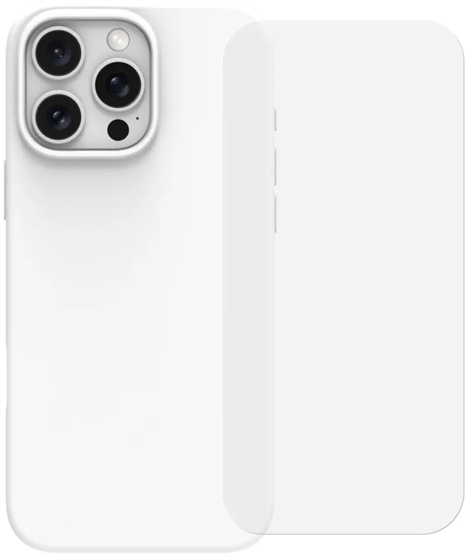 BlueBuilt Back Cover iPhone 16 Pro Max Wit + Screenprotector Glas