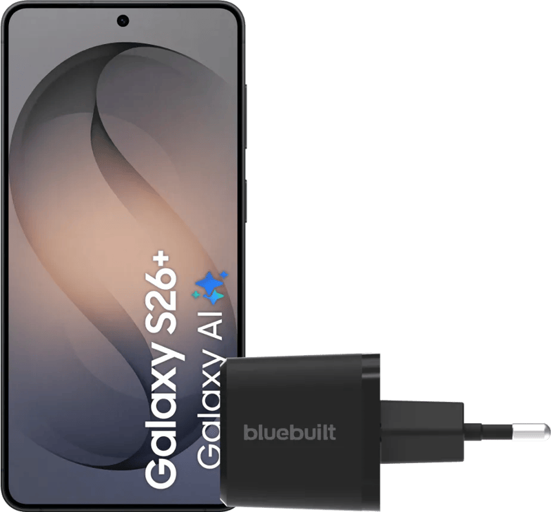 Samsung Galaxy S26 Plus 512GB Zwart 5G + BlueBuilt Oplader 45 Watt Zwart