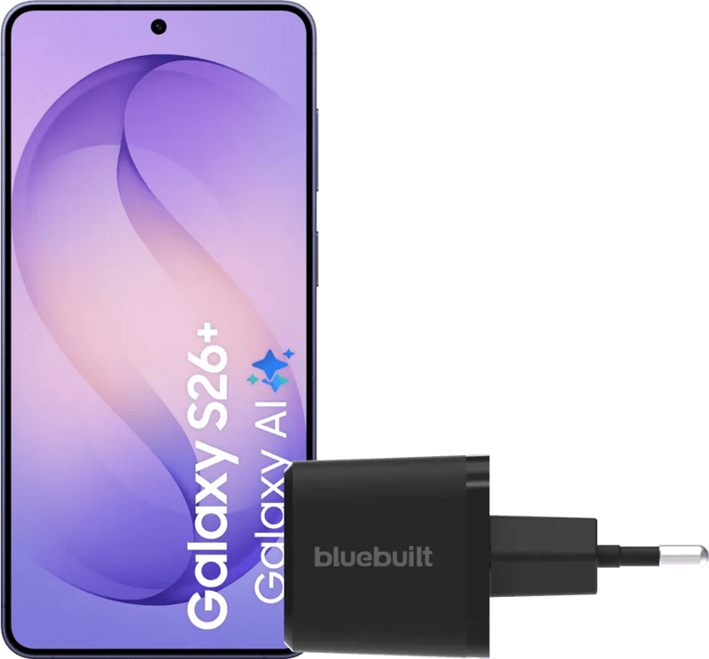 Samsung Galaxy S26 Plus 512GB Donkerblauw 5G + BlueBuilt Oplader 45 Watt Zwart