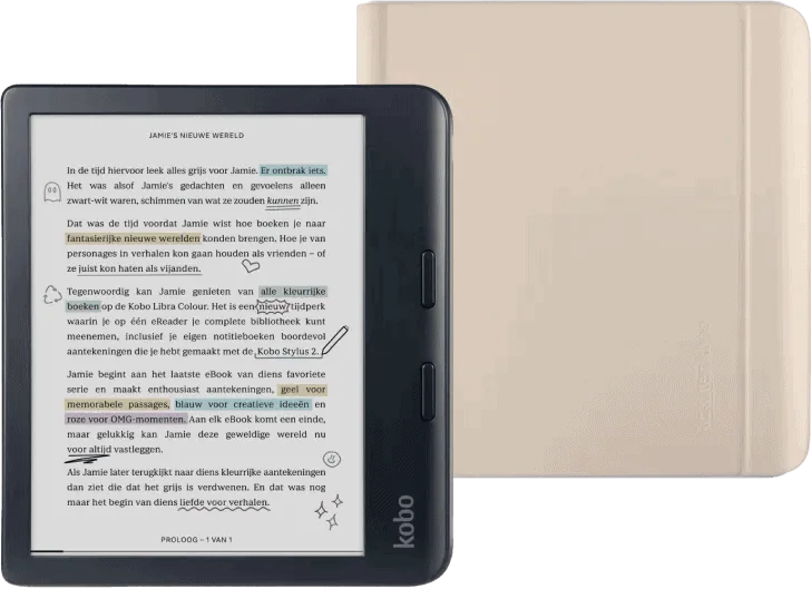 Kobo Libra Colour Zwart + Sleep Cover Beige