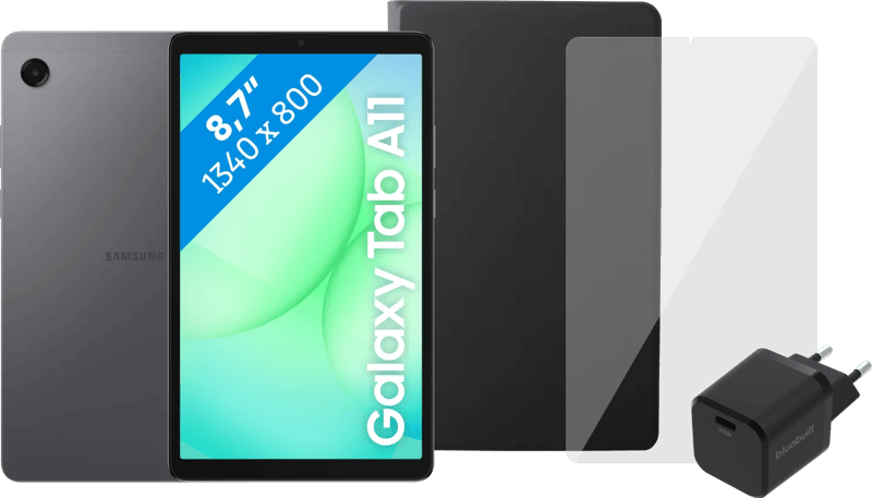 Samsung Galaxy Tab A11 8,7 inch 128GB Wifi + 4G Grijs + Compleet Accessoirepakket