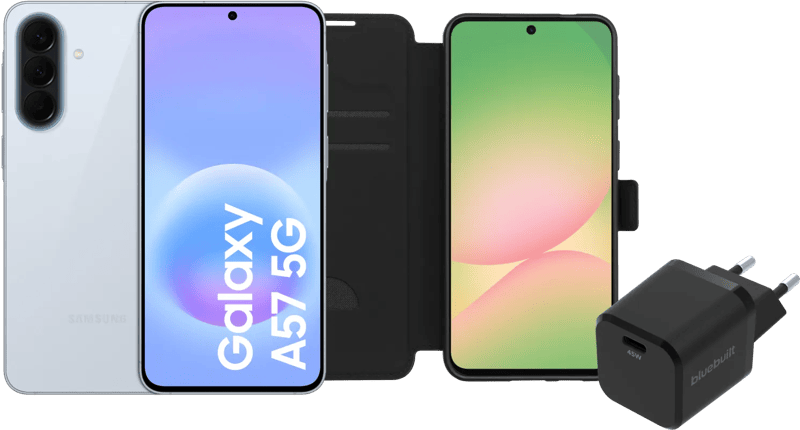 Samsung Galaxy A57 128GB Lichtblauw 5G + Basis Accessoirepakket