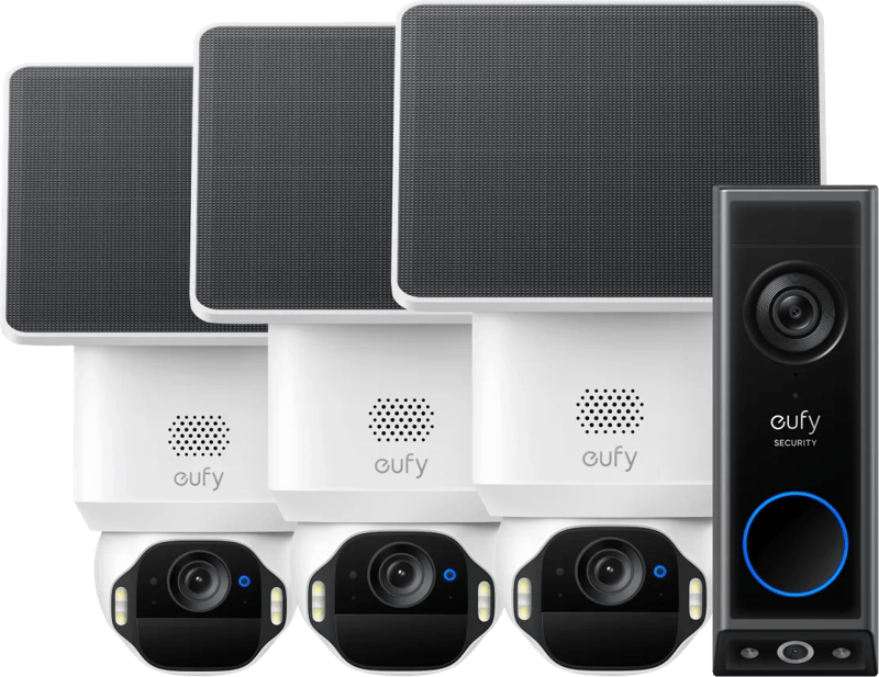 Eufy SoloCam E42 3-Pack + Video Doorbell E340
