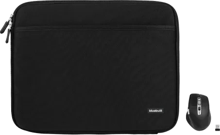 BlueBuilt Laptophoes breedte 37 cm 15-16 inch S Zwart + Maximus Muis