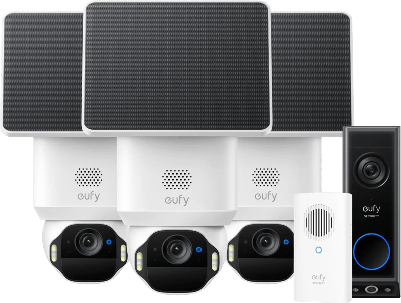 Anker eufy SoloCam E42 3-Pack + Video Doorbell E340 + Chime