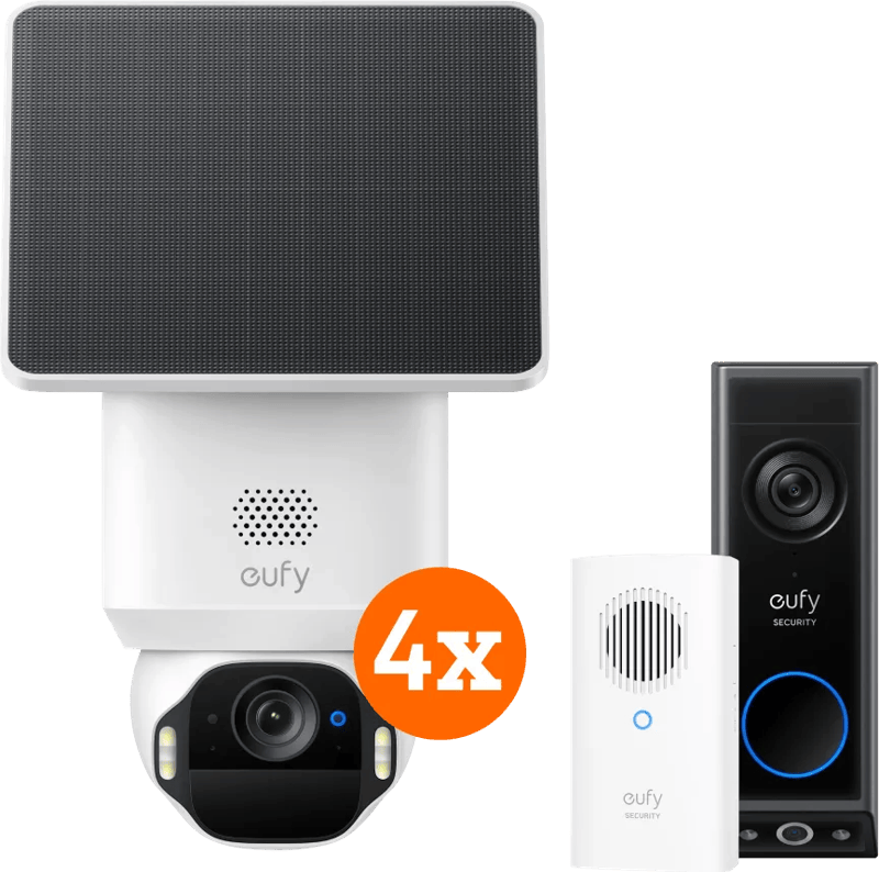 Anker eufy SoloCam E42 4-Pack + Video Doorbell E340 + Chime
