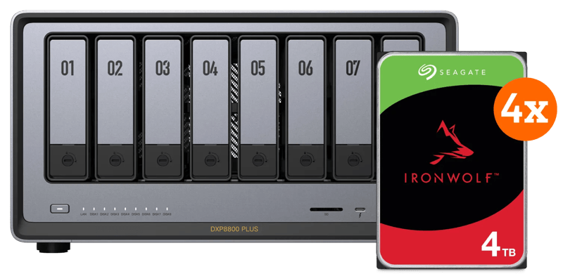 UGREEN NASync DXP8800 Plus + Seagate Ironwolf 4TB 4-Pack