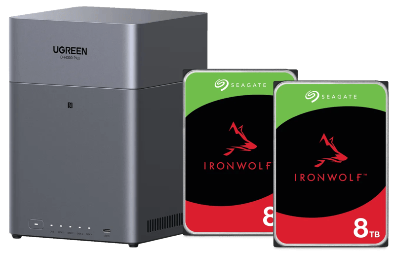 UGREEN NASync DH4300 Plus + Seagate Ironwolf 8TB Duo Pack