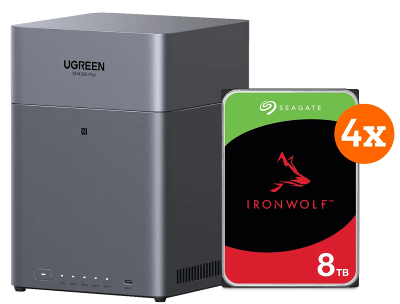 UGREEN NASync DH4300 Plus + Seagate Ironwolf 8TB 4-Pack