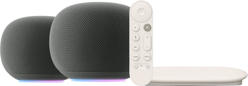 Google Home Speaker Grijs Duo Pack + Google TV Streamer 4K