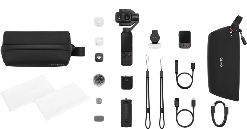 DJI Osmo Pocket 4P (Pro) Creator Combo + BlueBuilt Microvezeldoekjes