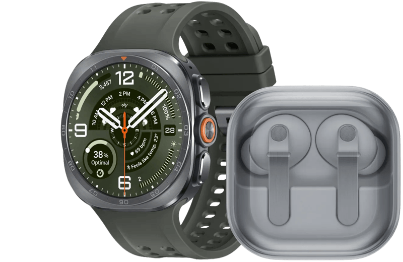 Samsung Galaxy Watch Ultra 2 5G Titanium Zilver/Groen 47mm + Samsung Galaxy Buds4 Pro Wit