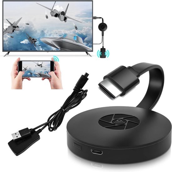 Full HD- Smart HDMI Dongle - Draadloos tv kijken - WIFI Receiver Voor Android, Google en IOS - App Streaming -Grijs-2025 Nieuw
