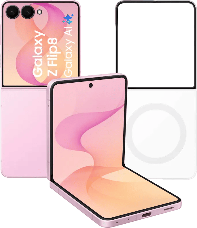 Samsung Galaxy Z Flip 8 512GB Roze 5G + Samsung Back Cover met Magneet Transparant