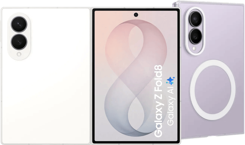 Samsung Galaxy Z Fold 8 256GB Wit 5G + Samsung Back Cover met Magneet Transparant