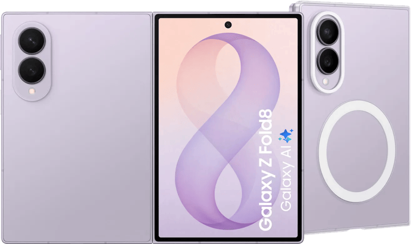 Samsung Galaxy Z Fold 8 512GB Lila 5G + Samsung Back Cover met Magneet Transparant
