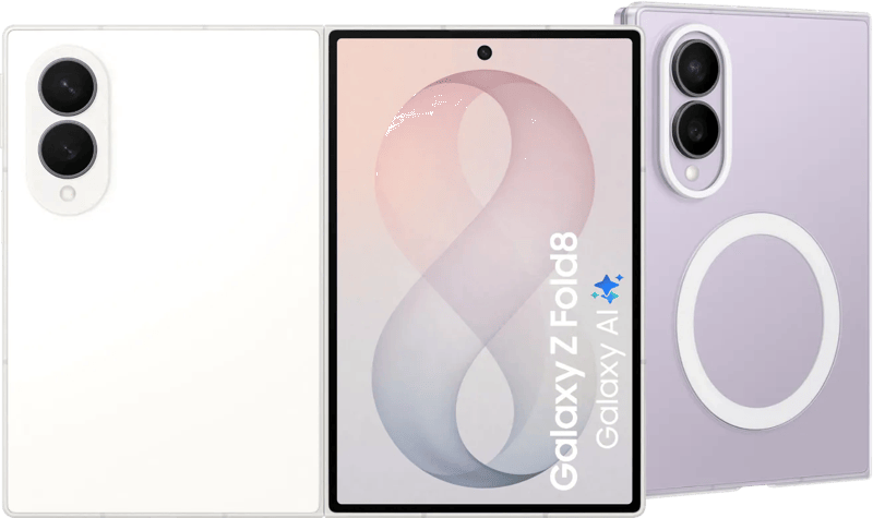 Samsung Galaxy Z Fold 8 512GB Wit 5G + Samsung Back Cover met Magneet Transparant