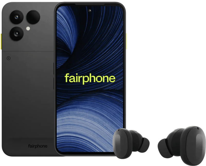 Fairphone 6+ 256GB Zwart 5G + Fairbuds Wireless Zwart