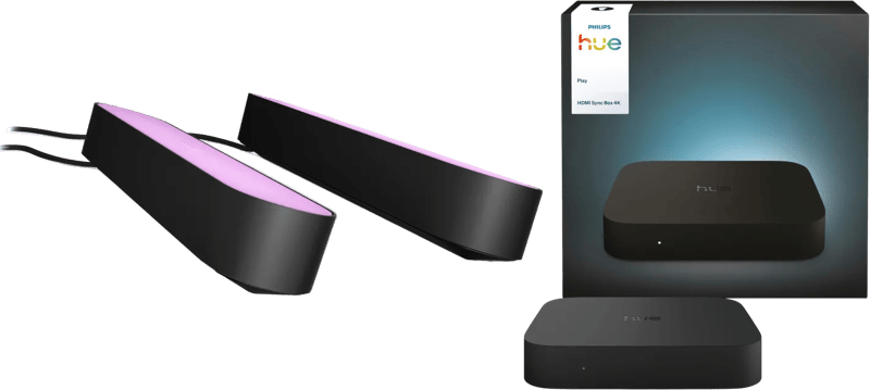 Philips Hue Play Lichtbalk Zwart Duo Pack + HDMI Sync Box 4K